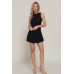 Sleeveless Boat Neck Voluminous Mini Dress