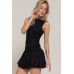 Sleeveless Boat Neck Voluminous Mini Dress