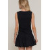 Sleeveless Boat Neck Voluminous Mini Dress
