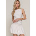 Sleeveless Boat Neck Voluminous Mini Dress