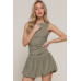 Sleeveless Boat Neck Voluminous Mini Dress