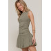 Sleeveless Boat Neck Voluminous Mini Dress