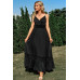 Solid V Neck Sleeveless Paghetti Strap Dress