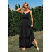 Solid V Neck Sleeveless Paghetti Strap Dress