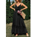 Solid V Neck Sleeveless Paghetti Strap Dress