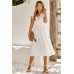 V Neck Short Sleeve Solid Ruffle A Line Midi Dress