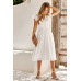 V Neck Short Sleeve Solid Ruffle A Line Midi Dress