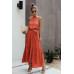Tie Back Polka Dot Ruffle Hem Halter Dress