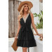 V Neck Sleeveless Belted A-line Tiered Dress