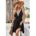 V Neck Sleeveless Belted A-line Tiered Dress