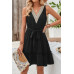 V Neck Sleeveless Belted A-line Tiered Dress