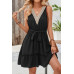 V Neck Sleeveless Belted A-line Tiered Dress