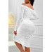 Solid Straight Shoulder Cutout Midi Dress