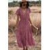 V Neck Polka Dot Short Sleeve Dress