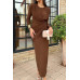 Elegant Round Neck Solid Ruched Wrap Hem Dress