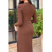 Elegant Round Neck Solid Ruched Wrap Hem Dress