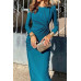 Elegant Round Neck Solid Ruched Wrap Hem Dress