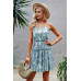 Floral Sleeveless A Line Ruffle Hem Mini Dress