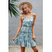 Floral Sleeveless A Line Ruffle Hem Mini Dress
