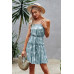 Floral Sleeveless A Line Ruffle Hem Mini Dress