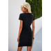 Solid Round Neck Ruched Split Hem Dress