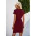 Solid Round Neck Ruched Split Hem Dress