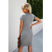Solid Round Neck Ruched Split Hem Dress