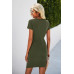 Solid Round Neck Ruched Split Hem Dress