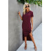 Scoop Neck Short Sleeve Side Split Dress
