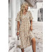 Boho Floral Ruffle Hem V Neck Short Sleeve Dress