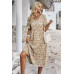 Boho Floral Ruffle Hem V Neck Short Sleeve Dress