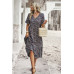 Boho Floral Ruffle Hem V Neck Short Sleeve Dress