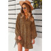 V Neck Drop Shoulder Cheetah Print Tunic Dress