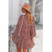 V Neck Drop Shoulder Cheetah Print Tunic Dress