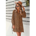 V Neck Drop Shoulder Cheetah Print Tunic Dress