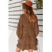 V Neck Drop Shoulder Cheetah Print Tunic Dress