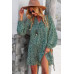 V Neck Drop Shoulder Cheetah Print Tunic Dress