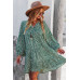 V Neck Drop Shoulder Cheetah Print Tunic Dress