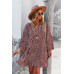 V Neck Drop Shoulder Cheetah Print Tunic Dress