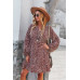 V Neck Drop Shoulder Cheetah Print Tunic Dress