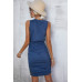 Solid Drawstring Waist Ruched Sleeveless Mid Dress