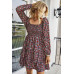 Square Neck Solid Lace Up Cocktail Dress