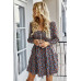 Square Neck Solid Lace Up Cocktail Dress