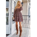 Square Neck Solid Lace Up Cocktail Dress