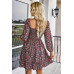 Square Neck Solid Lace Up Cocktail Dress
