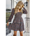 Square Neck Solid Lace Up Cocktail Dress