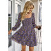 Square Neck Solid Lace Up Cocktail Dress