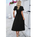 Elegant Ruched V Neck Short Sleeve Pleated Dress