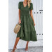 Elegant Ruched V Neck Short Sleeve Pleated Dress