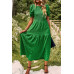 Pleated Tiered Solid Short Puff Sleeve A Line Dres